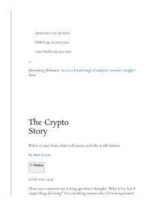 The Only Crypto Story You Need, by Matt Levine