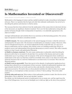Articles - Math invented or discovered