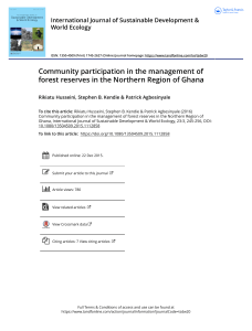 Community participation in the management of forest reserves in the Northern Region of Ghana