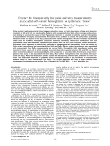 American J Hematol - 2011 - Verhovsek - Erratum to  Unexpectedly low pulse oximetry measurements associated with variant