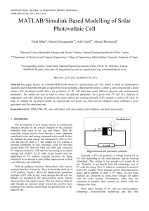 MATLAB/Simulink PV Cell Modeling: Solar Photovoltaics