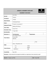 Paul Roos Gymnasium Description & Assignment Cover Sheet