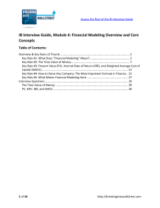 IB Interview Guide: Financial Modeling Overview & Core Concepts