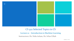 Lecture 01 - Introduction to Machine Learning 