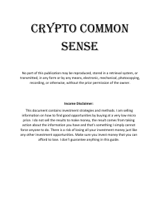 Crypto Common Sense