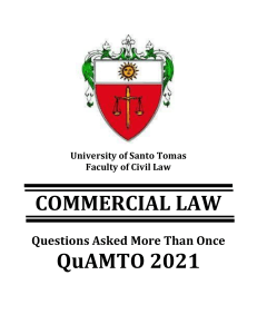 Commercial Law Bar Exam Questions Compilation