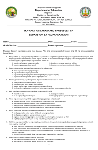 4th Quarterly Exam ESP8