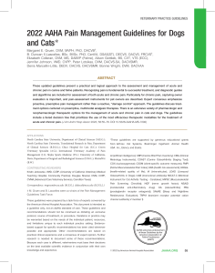 2022 AAHA Pain Management Guidelines for Dogs and Cats