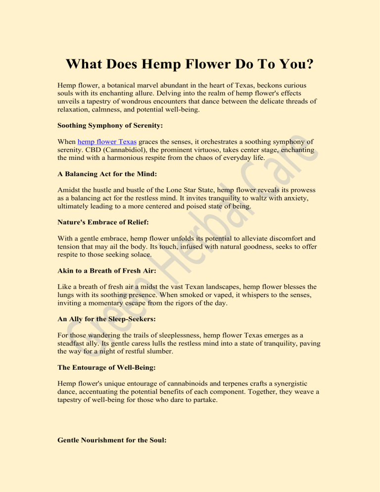 what does hemp flower do to you