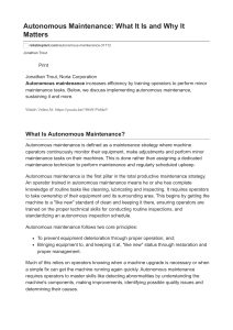 Autonomous Maintenance  What It Is and Why It Matters