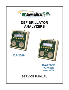 BC Biomedical DA-2006 Defibrillator Analyzer - Service manual
