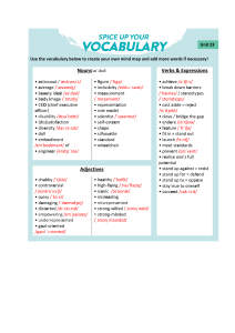 Unit vocabulary