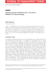 J Management Studies - 2009 - Simsek - Organizational Ambidexterity  Towards a Multilevel Understanding