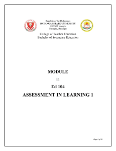 Assessment of Learning 1