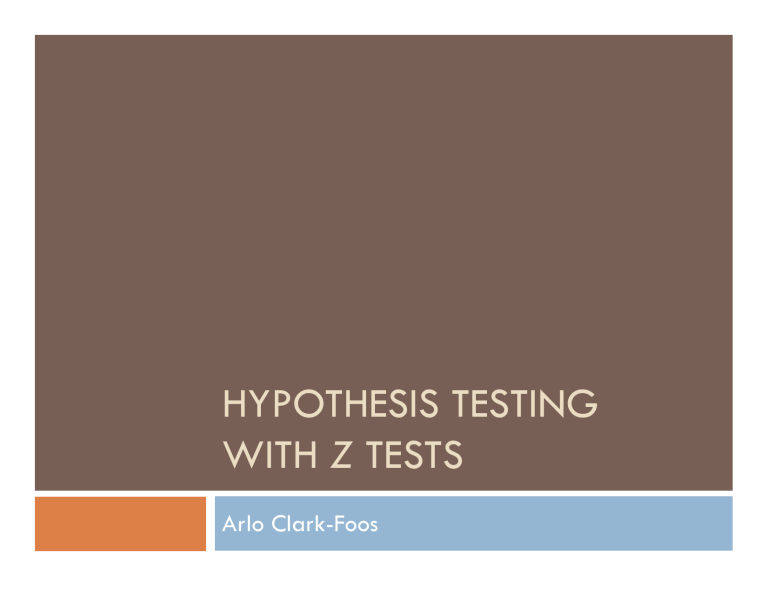 08 Hypothesis Testing With Z Tests