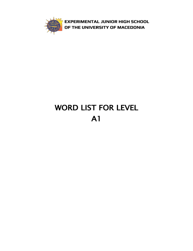 level-a1-word-list