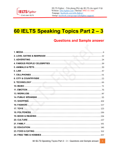 60 IELTS Speaking Topics Part 2 - 3 with Questions & Sample Answers - IELTS Fighter