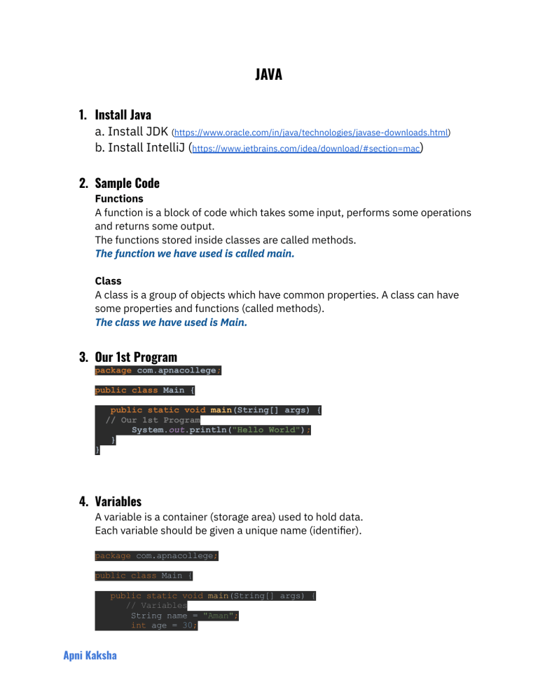 Java Notes
