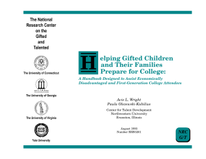 Helping Gifted Children and Their Families Prepare for College - Handbook - August 1993