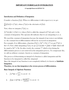Integration Formulas