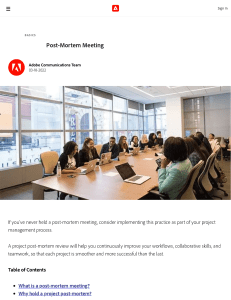 Post-Mortem Meeting  Questions & Agenda   Adobe Workfront