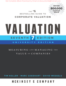 Valuation Measuring and Managing the Value of Companies, 7e McKinsey Company, Tim Koller, Marc Goedhart etc.