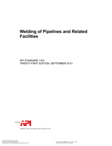 API 1104 Welding Standard for Pipelines