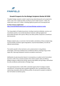 Future Prospects of the Biologic Excipients Industry for 2030
