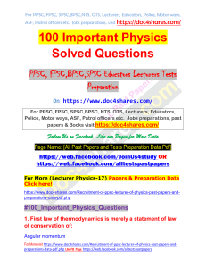 100 Important Physics Solved Mcqs Questions