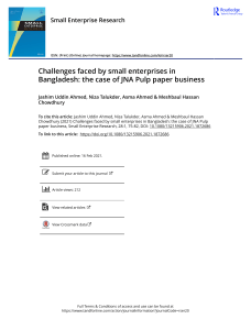 Challenges faced by small enterprises in Bangladesh the case of JNA Pulp paper business
