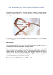 Role of Biotechnology in solving Environmental Problems