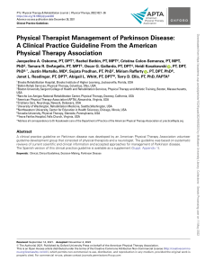 CLINICAL PRACTICE GUIDELINES PARKINSONS DISEASE