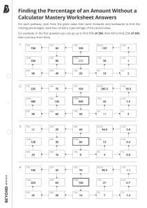 Finding the Percentage Mastery Worksheet Answers