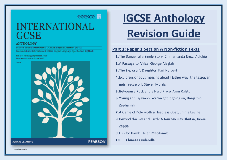 Edexcel International GCSE English Anthology Revision Guide