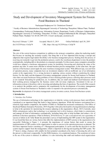Study and Development of Inventory Management System for Frozen Food Business in Thailand (Nachayapat Rodprayoon  & Chuleekorn Chanasit)