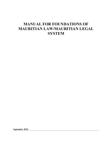MANUAL FOR FOUNDATIONS OF  MAURITIAN LAW