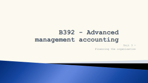 Advanced Management Accounting: Financing Organizations