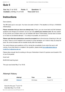 Quiz 5  BUSS1040 Economics for Business Decision Making