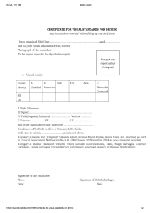 CERTIFICATE FOR VISUAL STANDARDS FOR DRIVING