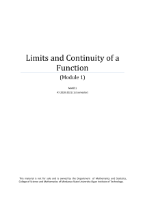 0 Limit and Continuity of a Function