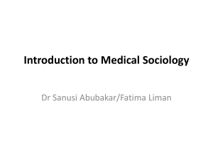 Medical Sociology lecture 2023