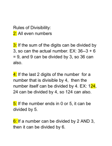 Rules of Divisibility 