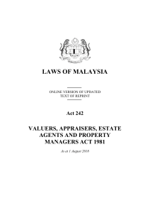 Valuers, Appraisers, Estate Agents   Property Managers Act 242 1Mar2018