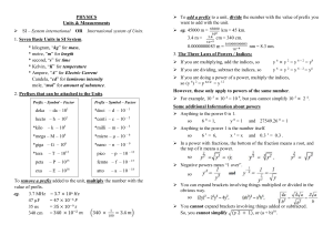 1.1 Measuremens and Units (SI - prefix - scientific form) - page 1  