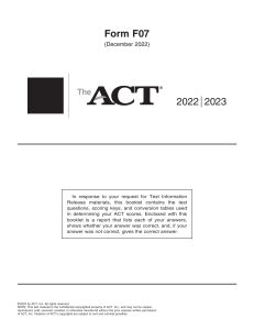 Dec 2022 ACT (to be prepared as ACT Mock Test - 71)