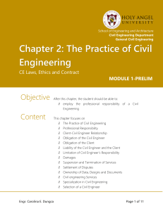 MODULE 1-CHAPTER 2; THE PRACTICE OF CIVIL ENGINEERING