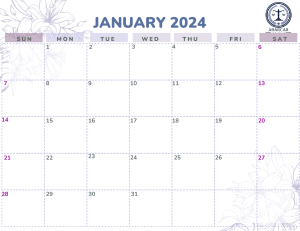 Purple Monthly January 2023 Sunday Start Calendar