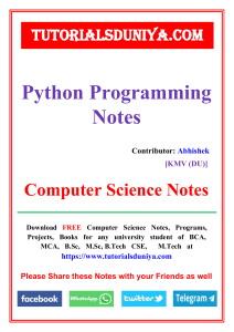 Python Handwritten Notes - TutorialsDuniya