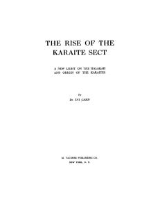 Cahn - the rise of the Karaite sect