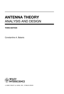 Antenna Theory Analysis and Design 3rd ed
